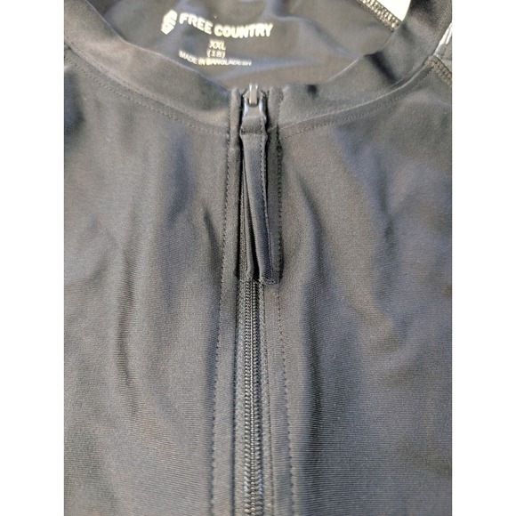 Free Country Womens XXL Rash Guard Long Sleeve Quarter Zip Swim Shirt Black Camo - Picture 5 of 8